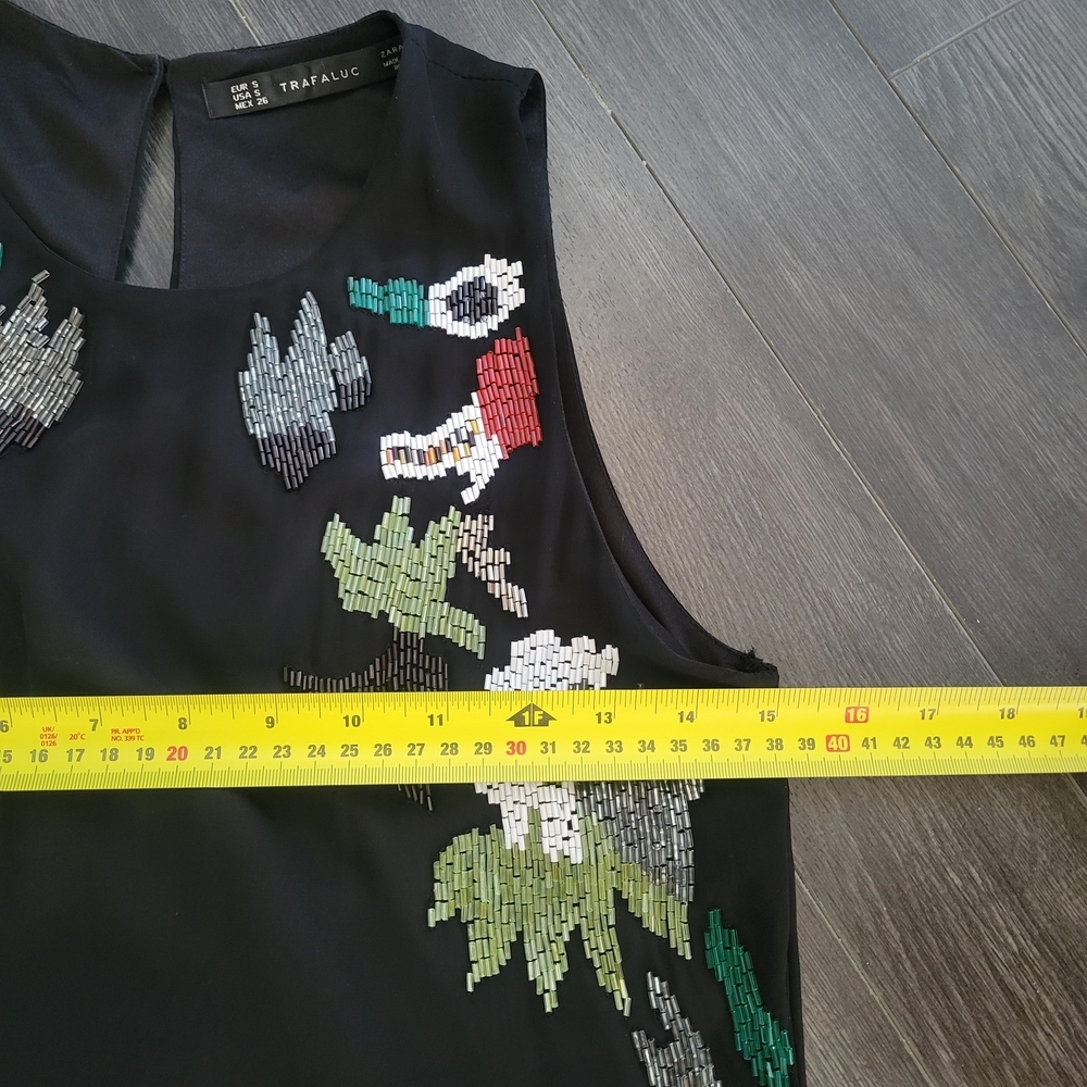 ZARA Trafaluc Sheer Beaded Overlay Maxi Sleeveless Dress - Size S - Picture 7 of 10